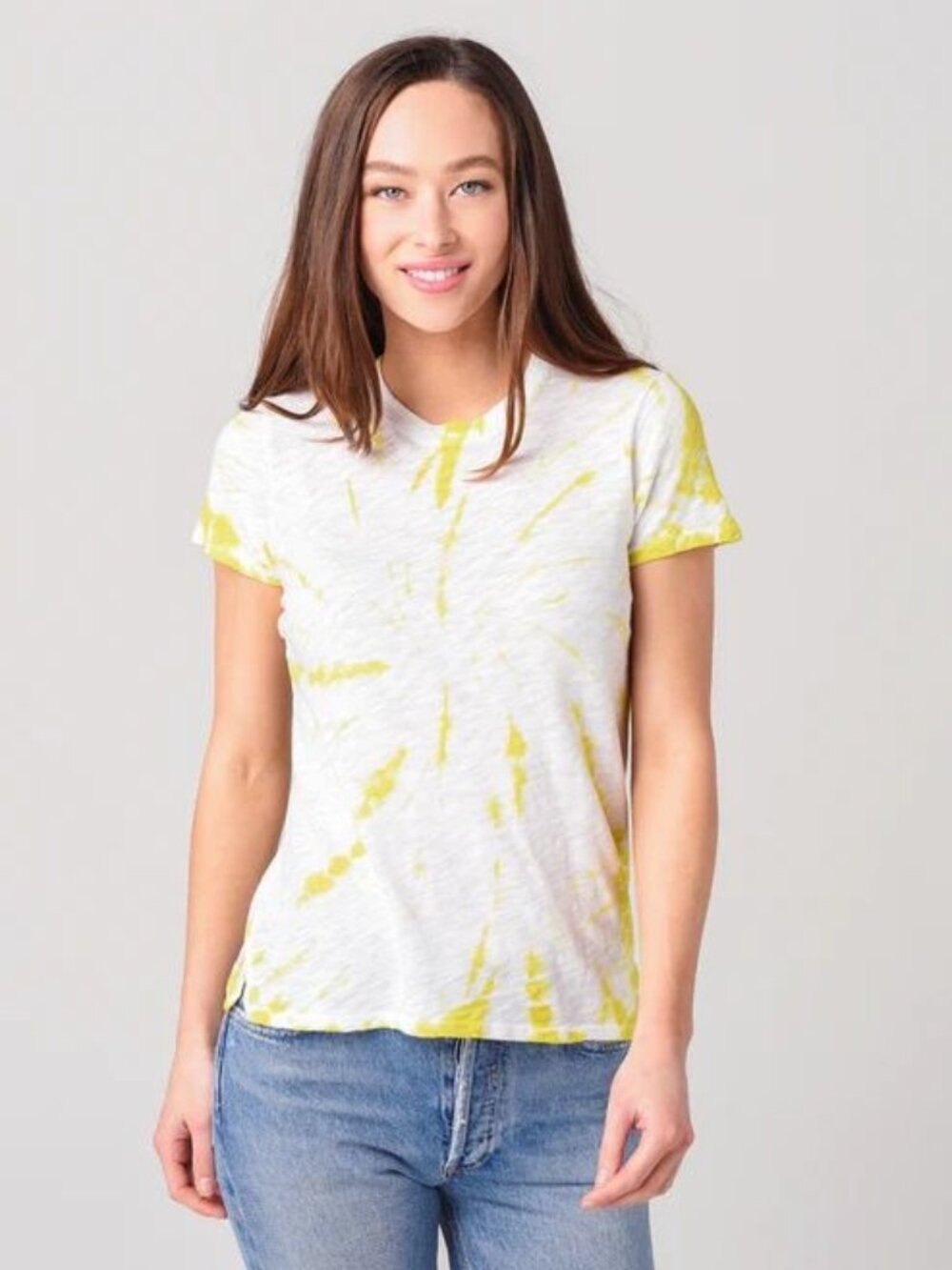 ATM Women's Slub Jersey Schoolboy Tie Dye Crew Neck Tee, Size Small